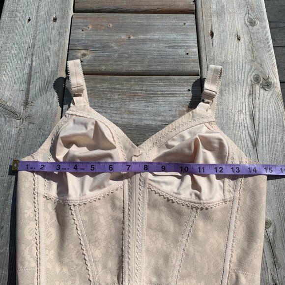 Vintage Y2K 90s Playtex Longline Retro Corset Bra 36B Cream Lace Retro Crop Top - Picture 11 of 13